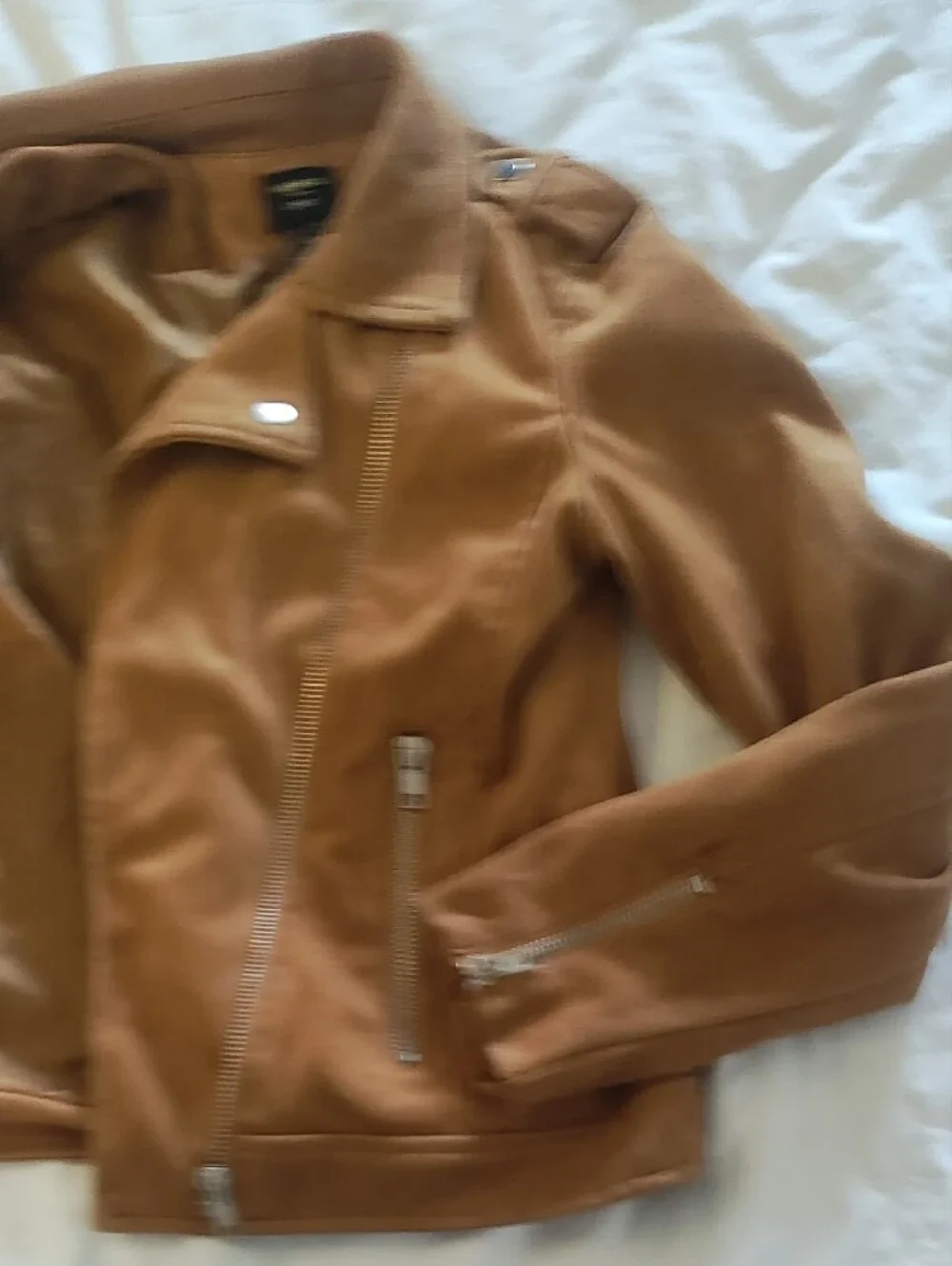 Forever 21 Tan Suede-Look Moto Jacket